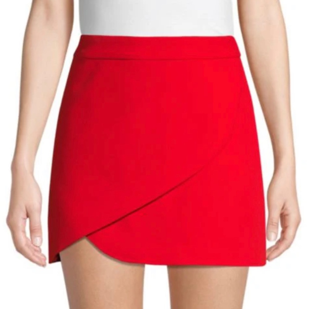 Alice + Olivia - Dasia Asymm Mini Skirt,Cherry Red, Size 2
